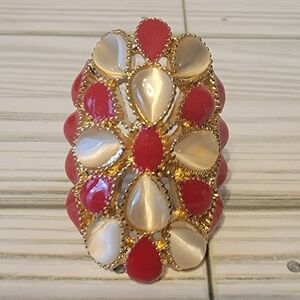 N8 Red & Gold-tone Expanding Statement Ring